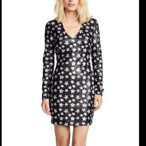 Black Halo Alicia long sleeve mini sequin dress
